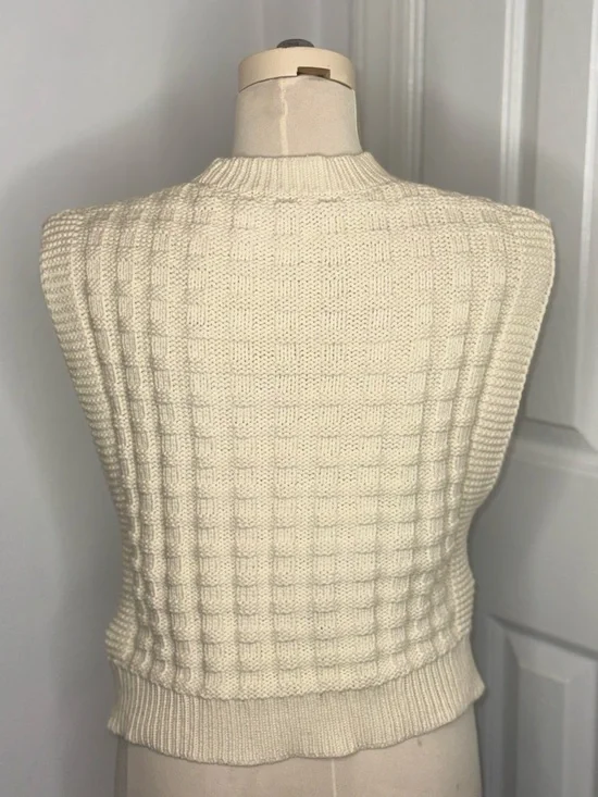 Madewell Cream Knit Sleeveless Sweater Vest medium - Picture 4 of 7